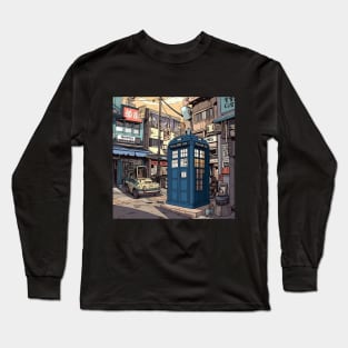 Illustration of tardis in Japan in city Long Sleeve T-Shirt